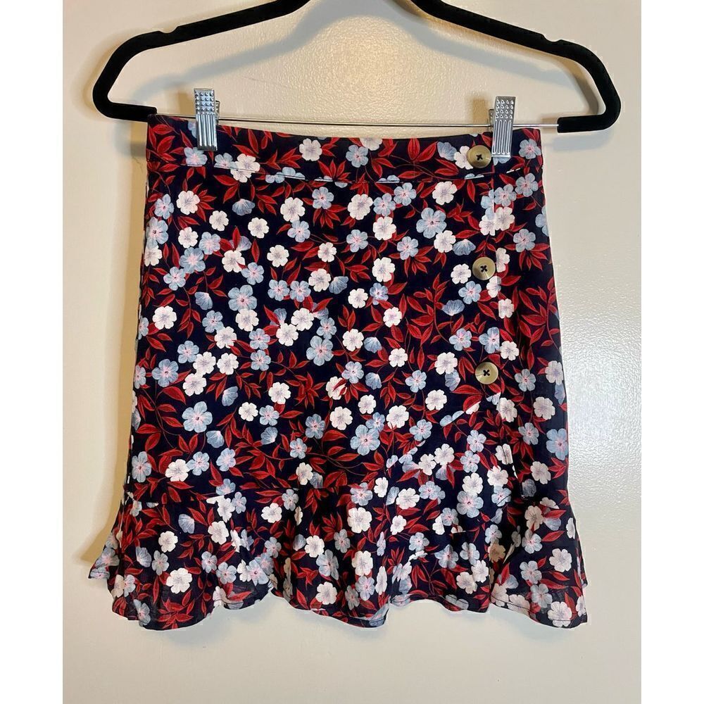 🔴 GB linen blend floral mini skirt size s NWT